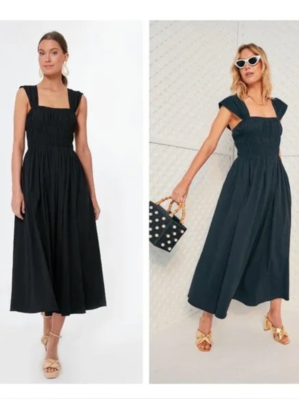 Pomander Place Tuckernuck Noah Smocked Midi Long Dress in Black Size Small